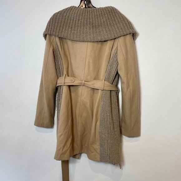 Anthropologie Elevenses Judith Belted Wool Coat Khaki Brown 6 Full Zip Lined - Picture 2 of 11